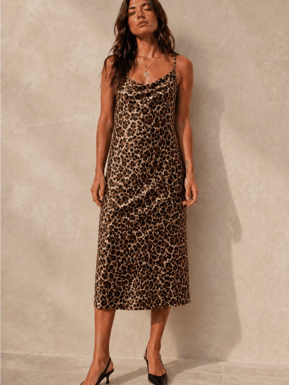 Rebecca Minkoff Leopard Print Slip Midi Dress Satin Y2K  style Grunge Size M NWT